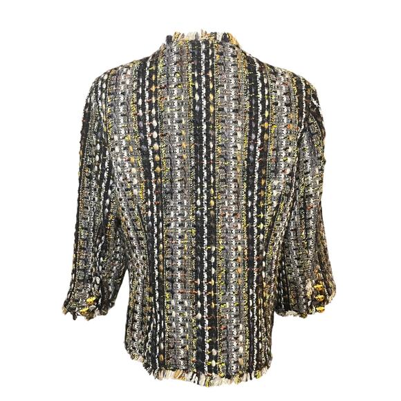 Cabi 175 Paris Tweed Jacket Size M Old Money Preppy Bouclé Fringe Trim Blazer - Picture 4 of 9